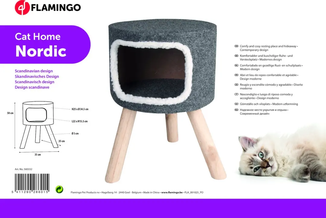 Flamingo Nordic Kattenhuis - Kraam Nordic - Ø34.5cm - Grijs