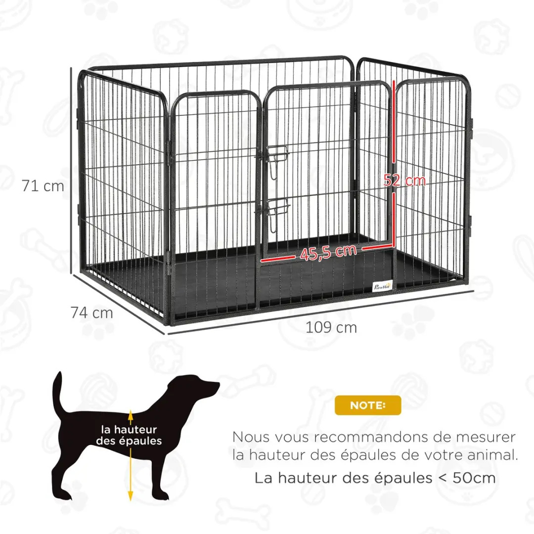 Pawhut Huisdierenspeelpen Staal 109x74x71cm - Zwart