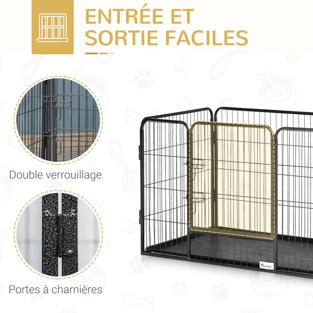 Pawhut Huisdierenspeelpen Staal 109x74x71cm - Zwart