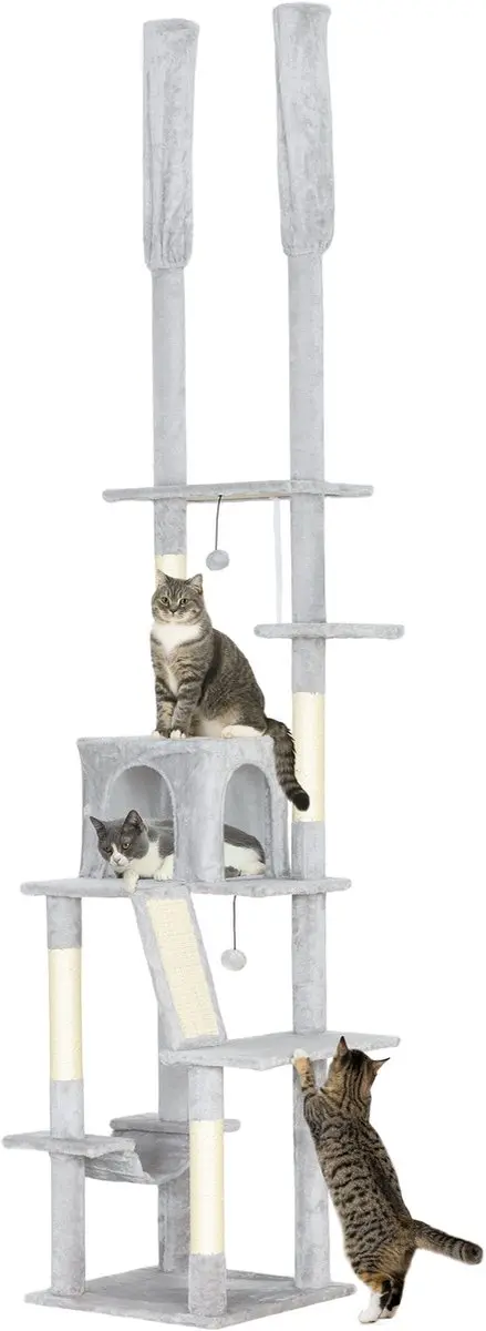Pawhut Kattenboom Lichtgrijs 255cm