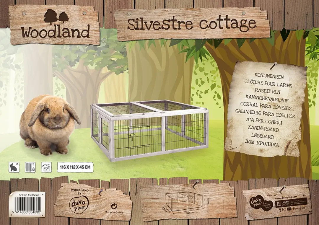 Duvo Silvestre Cottage Konijnenren Wit 116x112x45cm