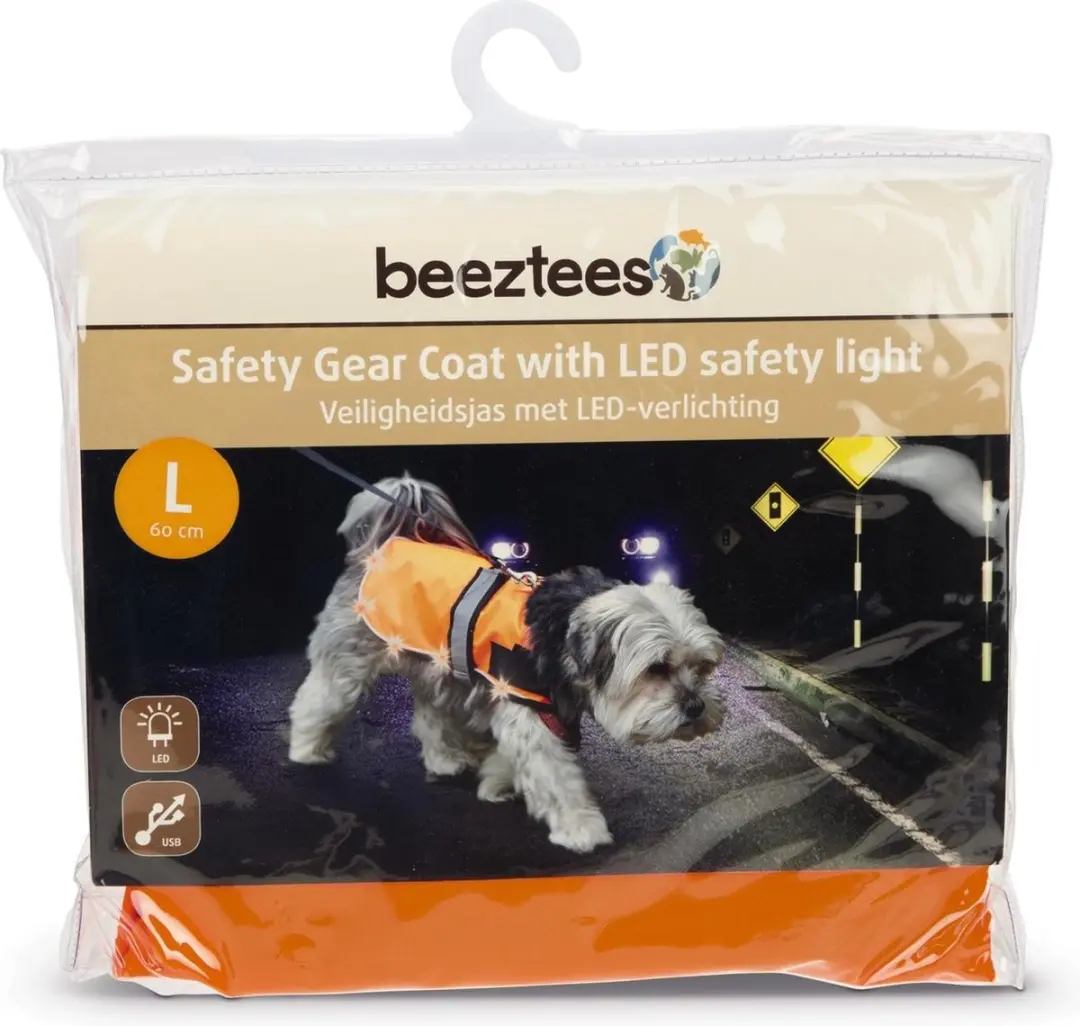 Beeztees Veiligheidsvest Hond LED+USB - L - Oranje