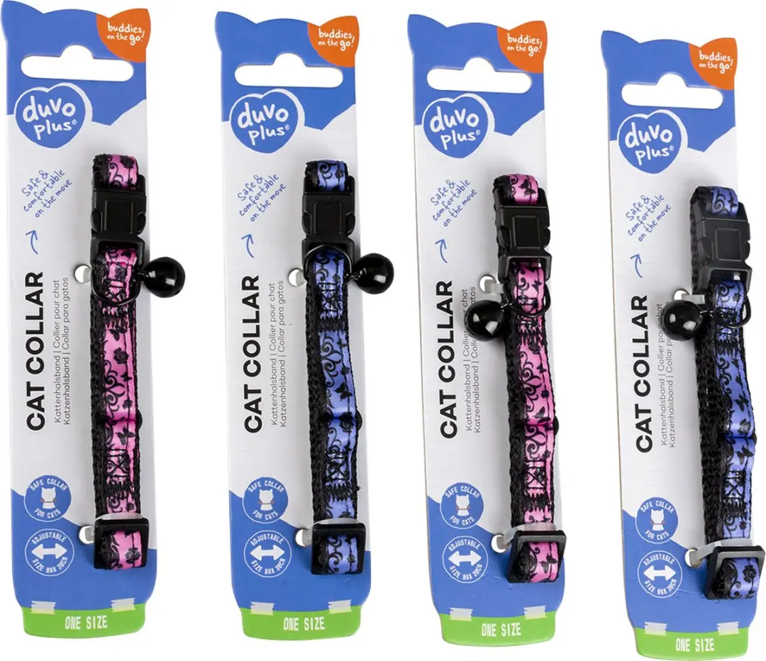 DuvoPlus Kattenhalsband Nylon 20-30cm Blauw/roze