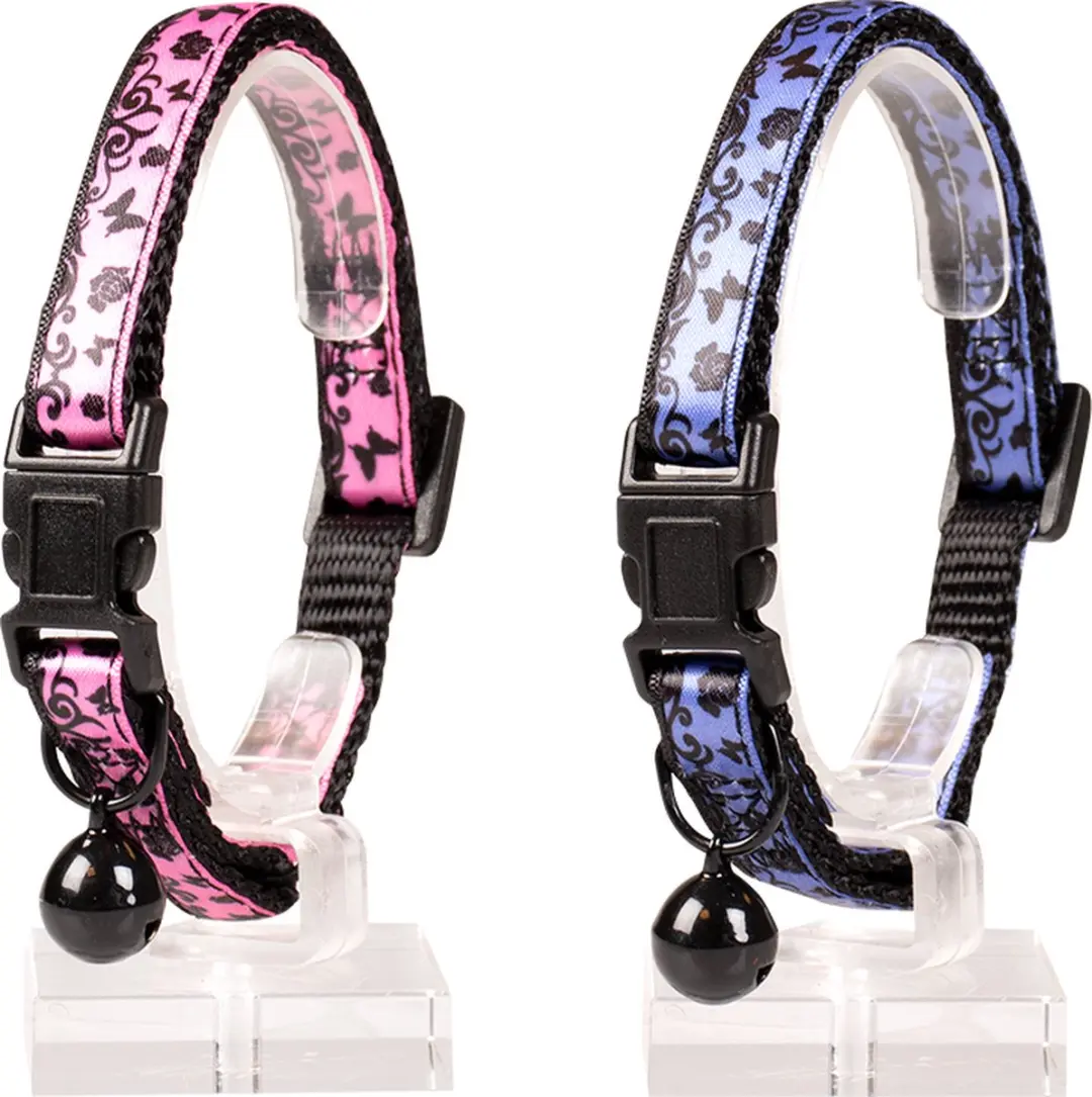 DuvoPlus Kattenhalsband Nylon 20-30cm Blauw/roze