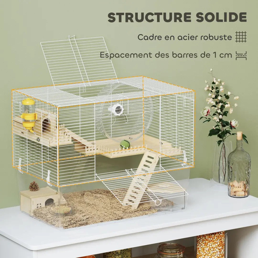 Pawhut Hamsterkooi 59x35,5x47cm - Wit