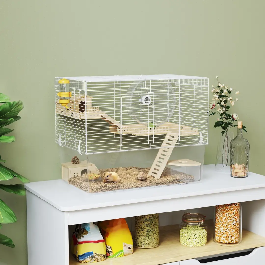 Pawhut Hamsterkooi 59x35,5x47cm - Wit - afbeelding 6 van 6