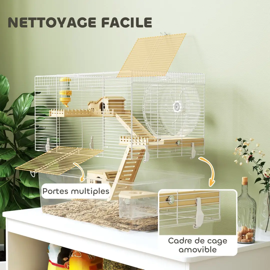 Pawhut Hamsterkooi 59x35,5x47cm - Wit