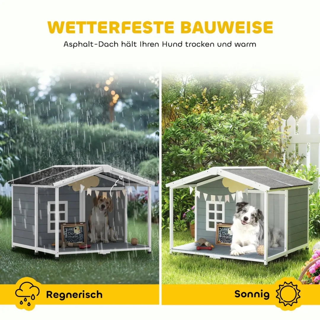 Pawhut Hondenhok Grijs - 103x107x83,5cm - afbeelding 6 van 6