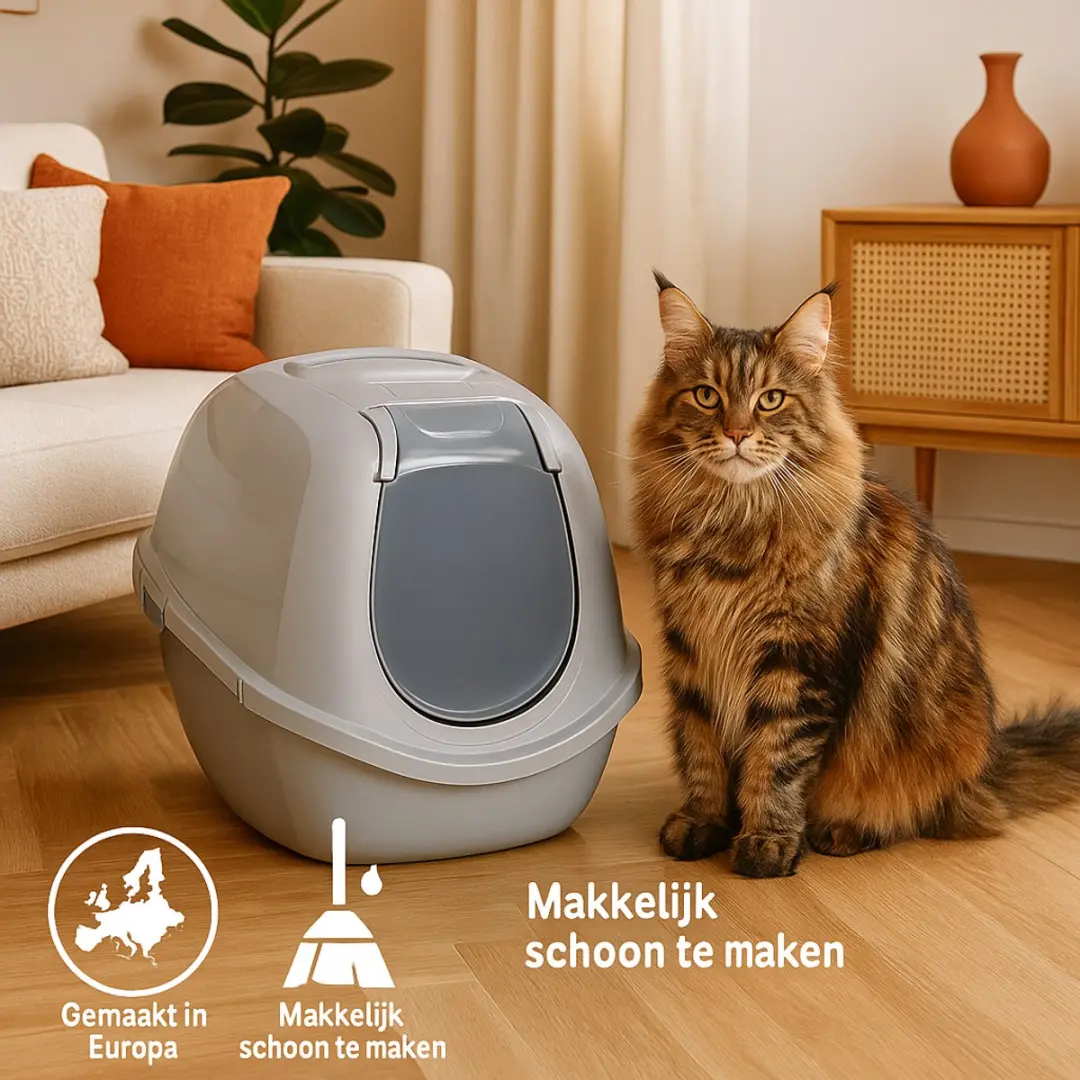 Flamingo Kattentoilet Trini XL - Grijs - Koolfilter - 46x67x49cm