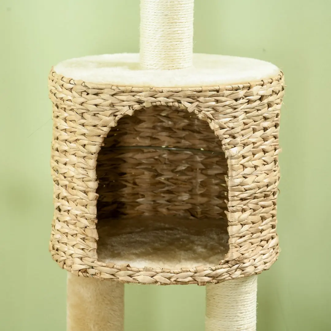 Pawhut Kattenboom 116cm Beige - 3 Niveaus 4 Ligplekken