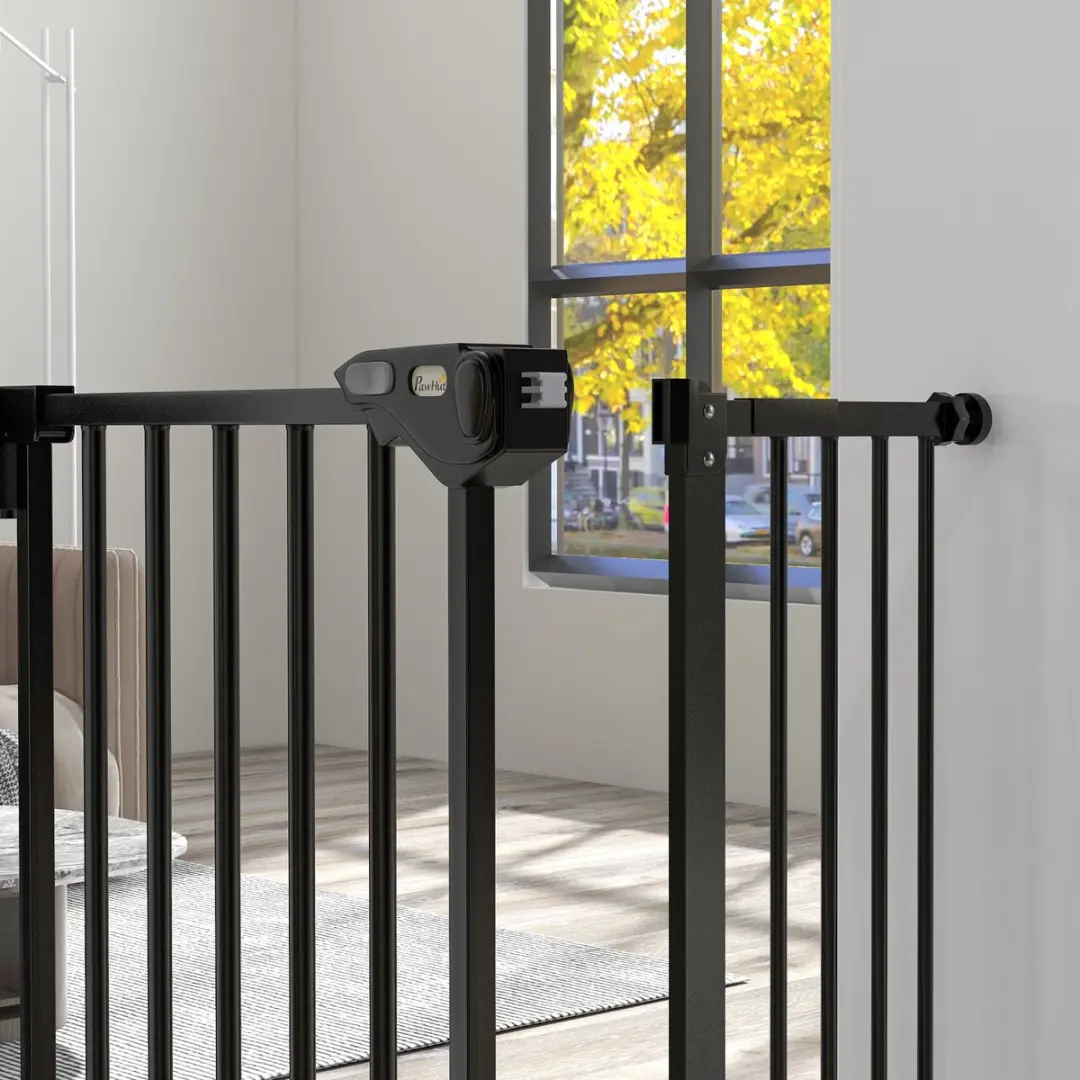 Pawhut Hondepoort 74-94cm - Treppenschutzgitter - Zwart