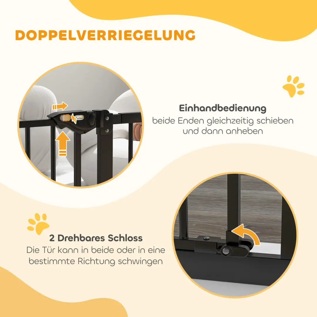Pawhut Hondepoort 74-94cm - Treppenschutzgitter - Zwart - afbeelding 6 van 6