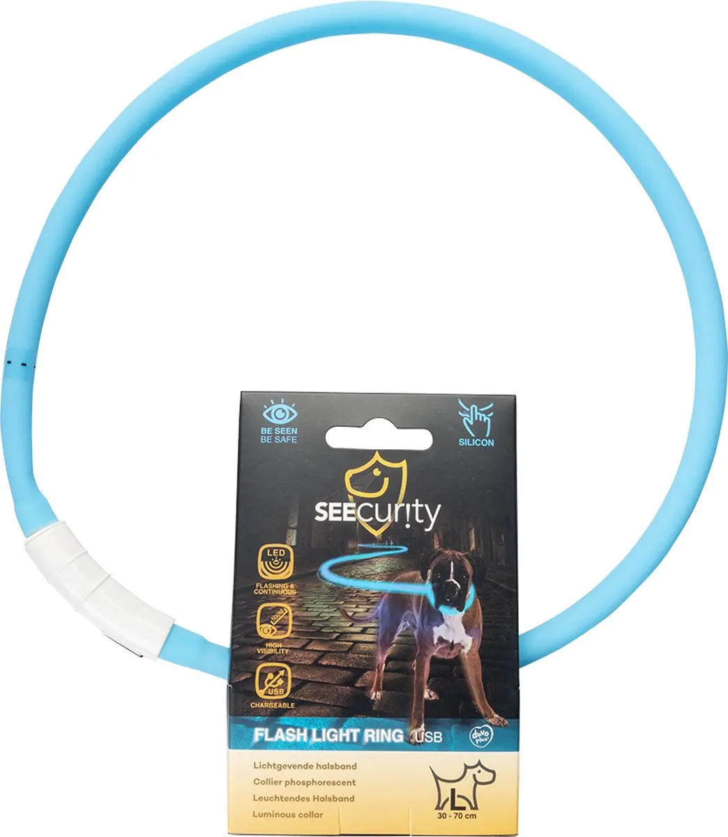 Duvo Dierenkleding Flash Light Ring USB Siliconen Hond - Blauw L