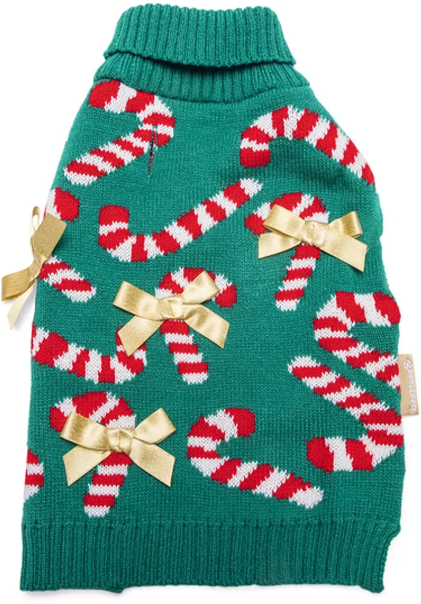 Beeztees Kersttrui Candy Canes - Groen M