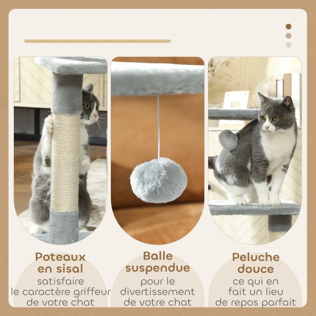 Pawhut Kattenboom Donkergrijs