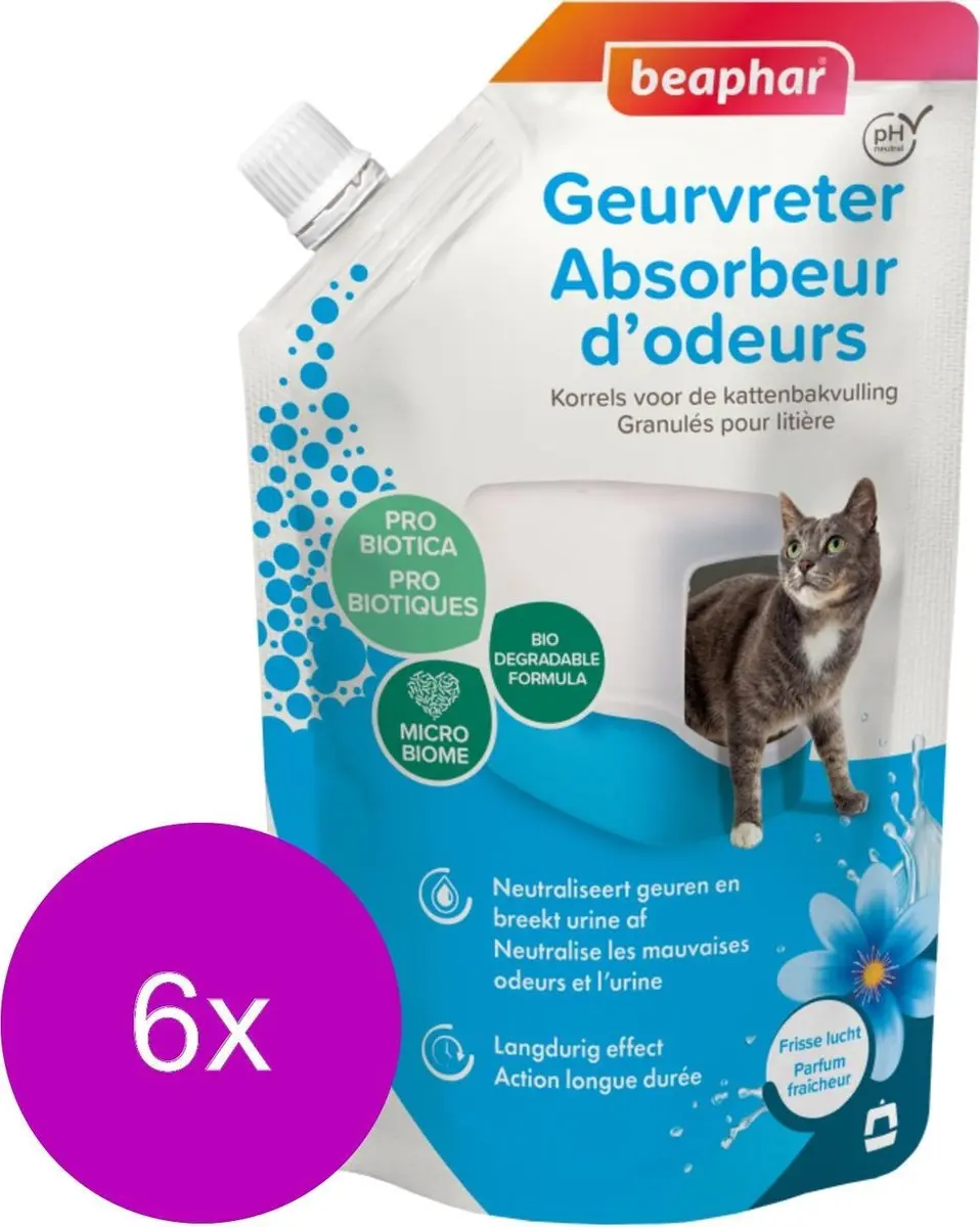 Beaphar Geurvreter Kattenbakvulling 400g - 6 Stuks