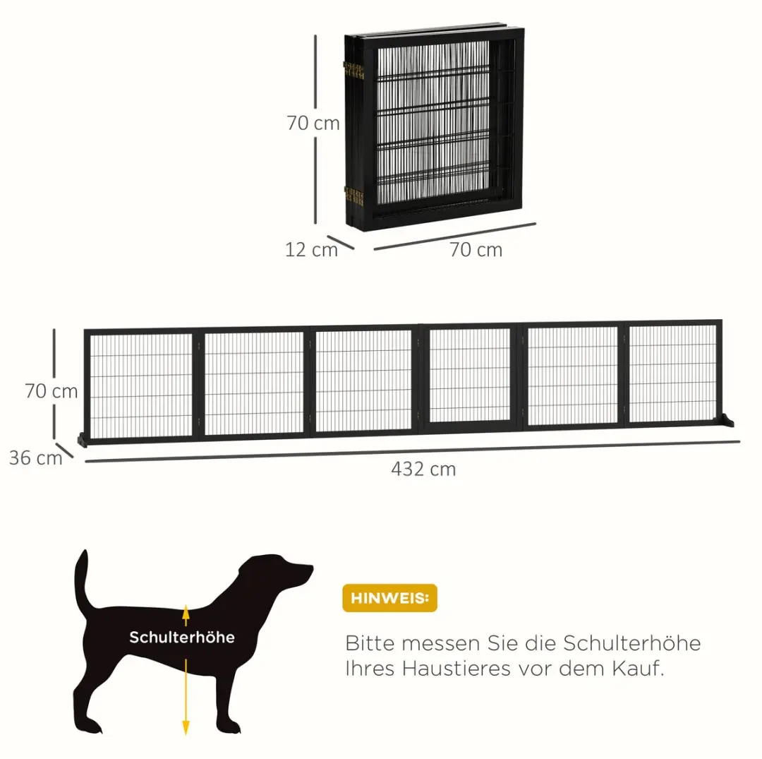 ECTEATOY Hondenhek Uitschuifbaar 432x36x70cm - Zwart