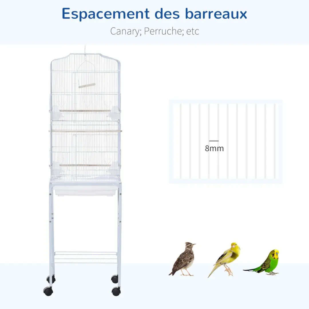 Pawhut Vogelkooi Staand 46,5x36x157cm - Wit