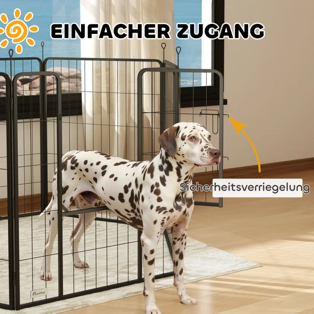 Pawhut Hondenren 6-delig Staal - Zwart - afbeelding 6 van 6
