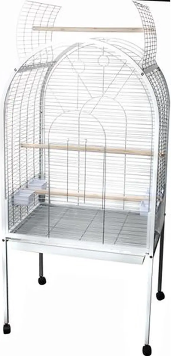 Flamingo Polly Staande Papegaaienkooi Wit - 77,5x60x155,5cm