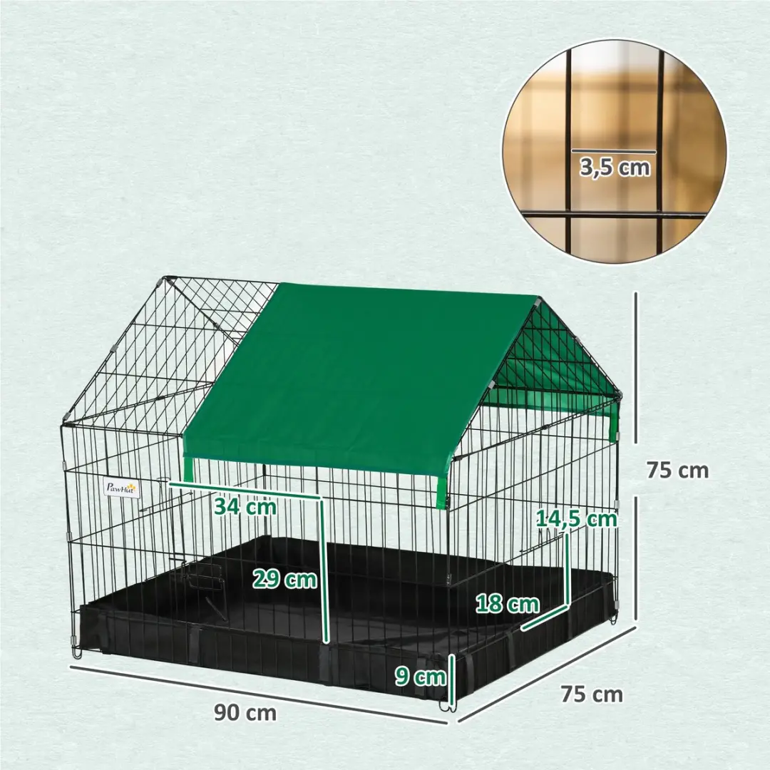 Pawhut Kooi voor kleine dieren 90x75x75cm - Zwart