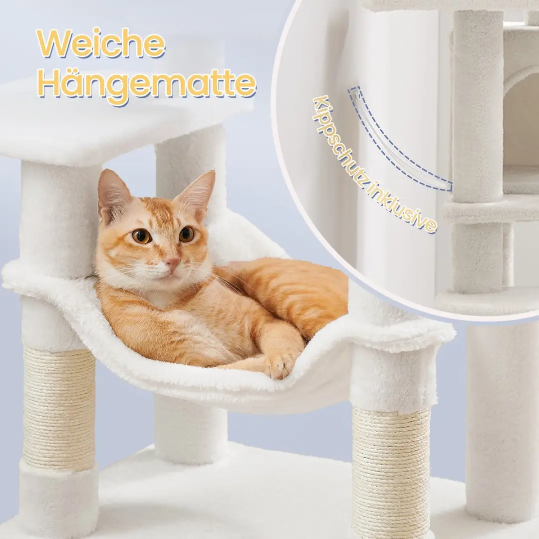 Songmics Krabpaal Kattenboom 5 Verdiepingen - 3 Ligplekken - Crèmewit