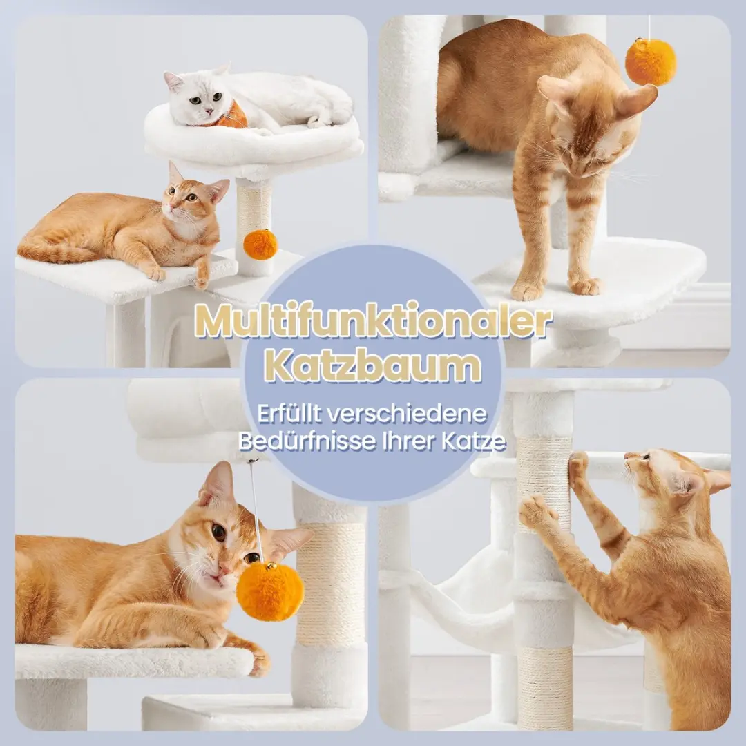 Songmics Krabpaal Kattenboom 5 Verdiepingen - 3 Ligplekken - Crèmewit