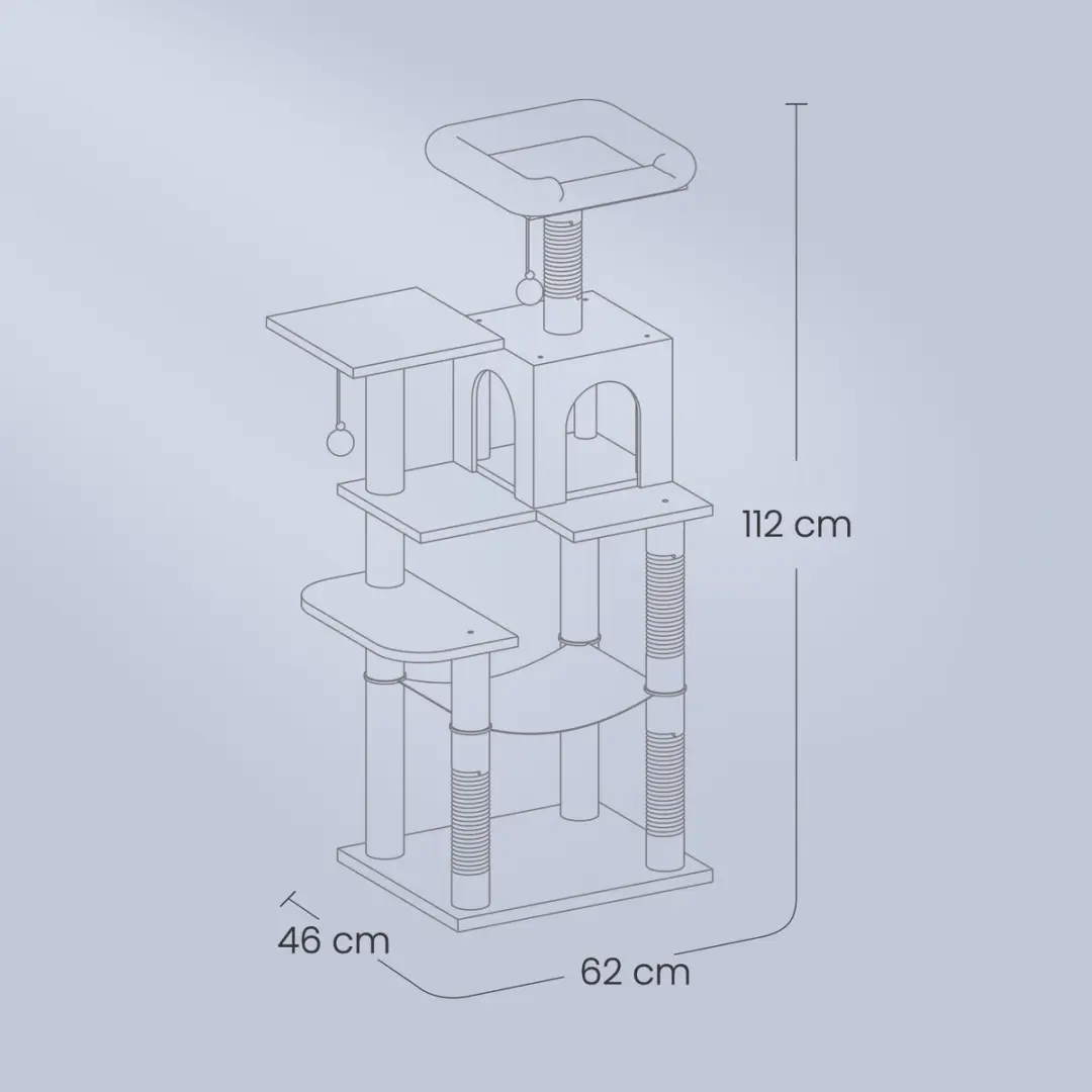 Songmics Krabpaal Kattenboom 5 Verdiepingen - 3 Ligplekken - Crèmewit