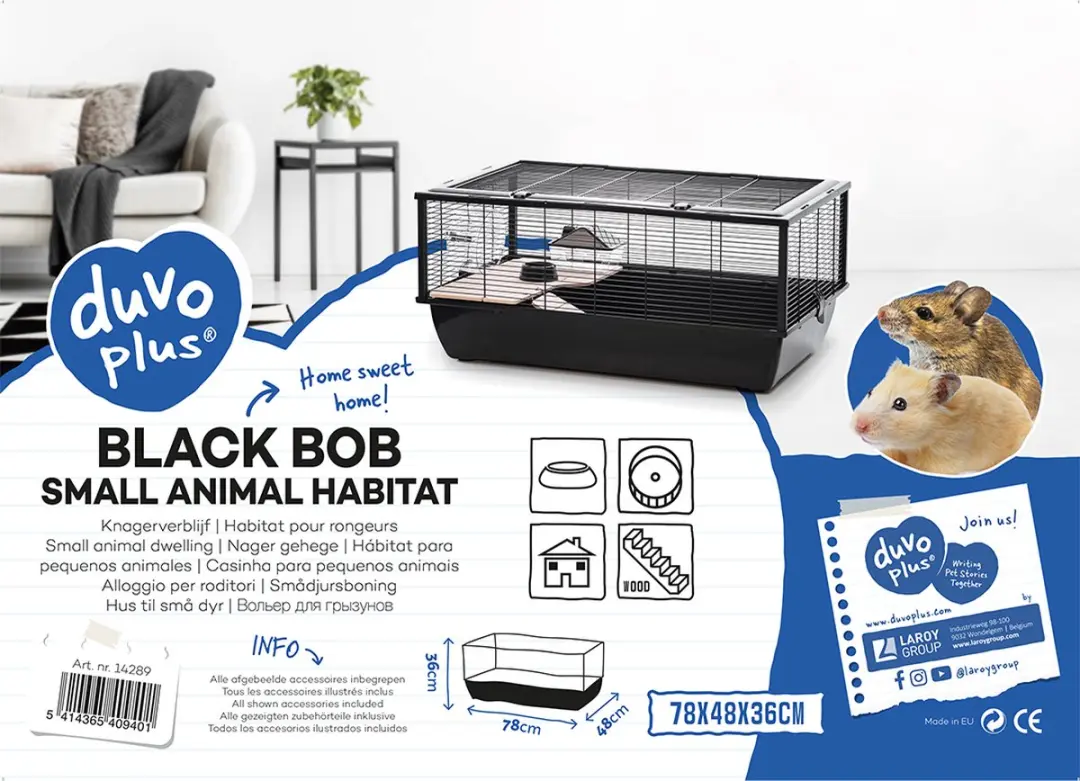 Duvo+ Knagerverblijf Black Bob - Zwart