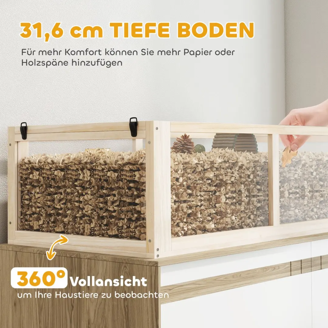 Pawhut Hamsterkooi Natuurlijk Hout 95x53x76cm
