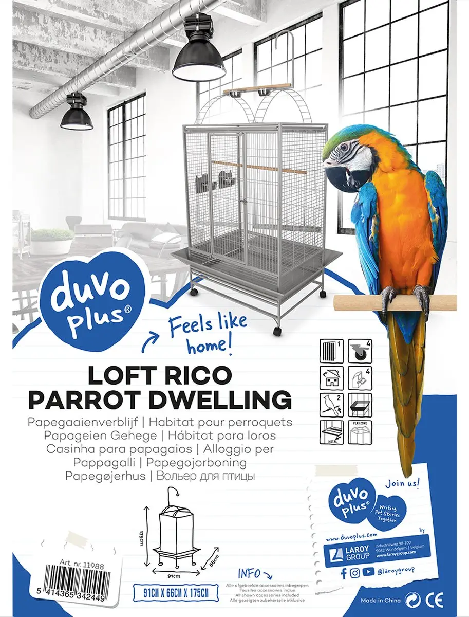 Duvo Rico Staande Papegaaienkooi