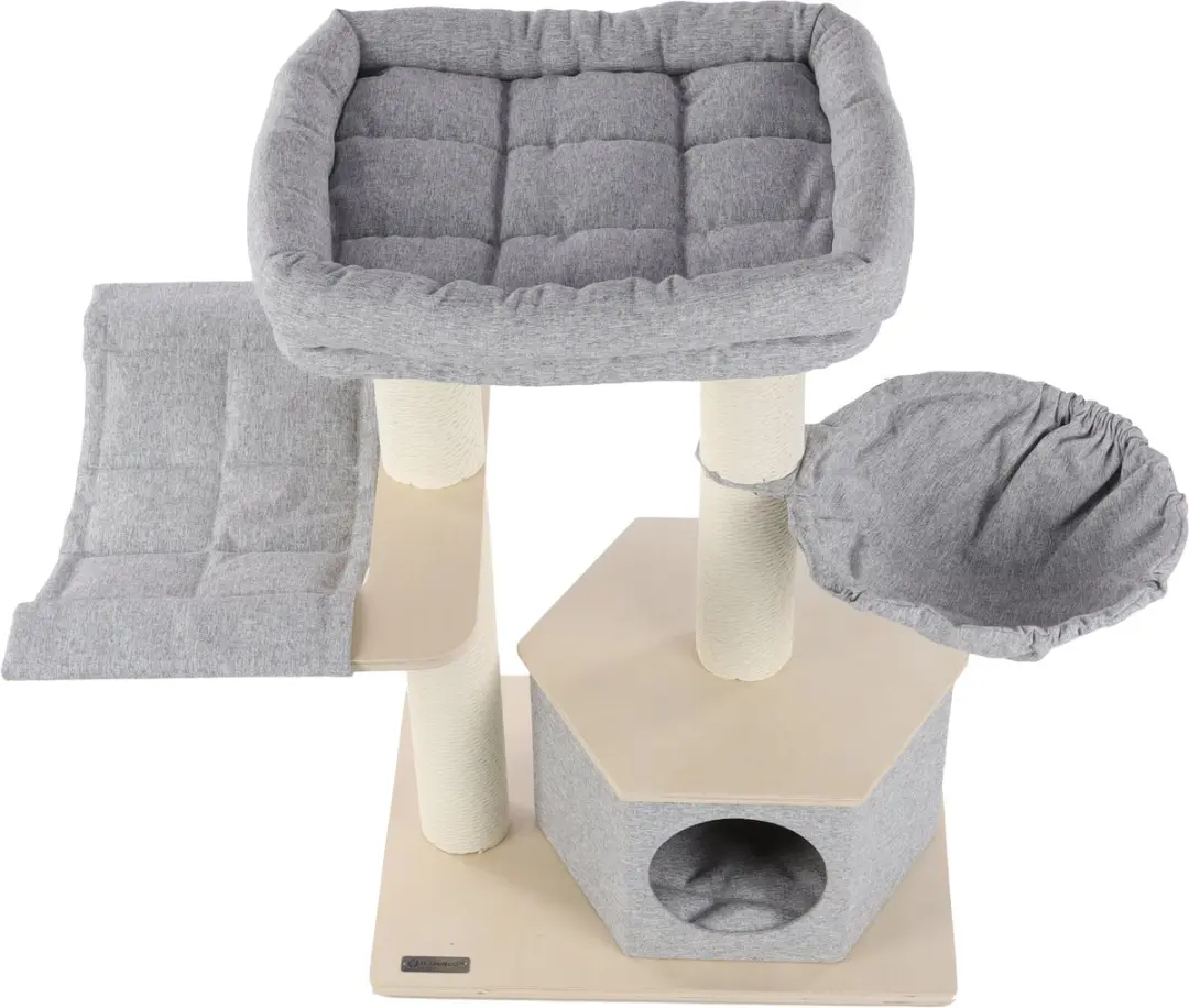 Flamingo Premium Line Kaleb Krabpaal - 104x55x88cm - 4 Ligplekken - Beige/Grijs