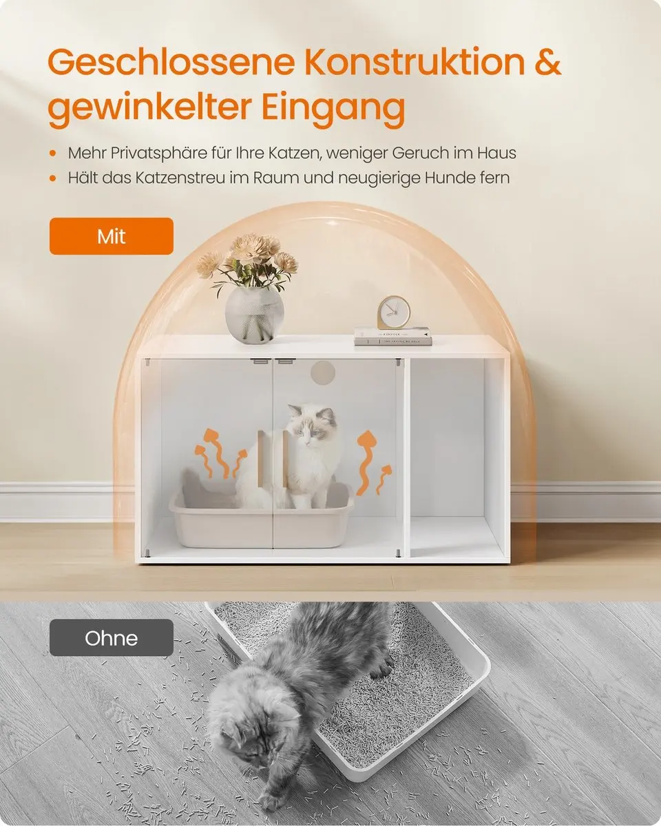 Songmics Kattenhuis met Scheidingswand - 80x50x45cm - Wit