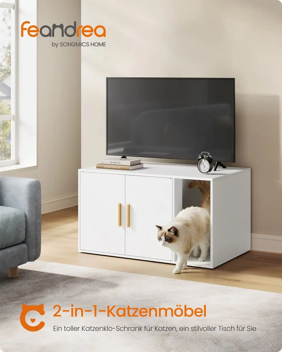 Songmics Kattenhuis met Scheidingswand - 80x50x45cm - Wit