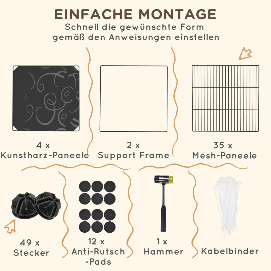 Pawhut Kleintiergehege 140x70x105cm - DIY Gitterpaneel - Zwart