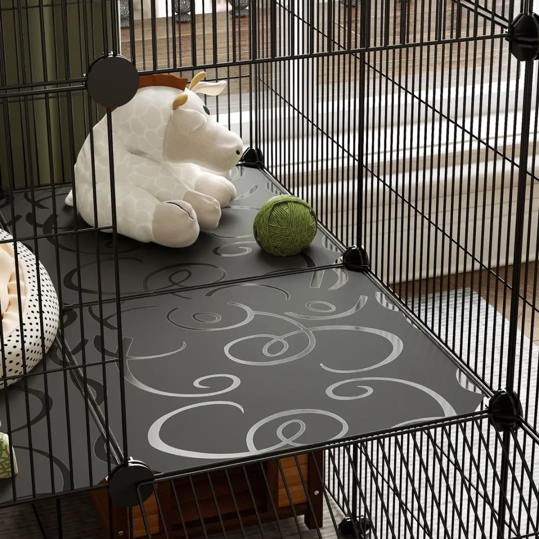 Pawhut Kleintiergehege 140x70x105cm - DIY Gitterpaneel - Zwart