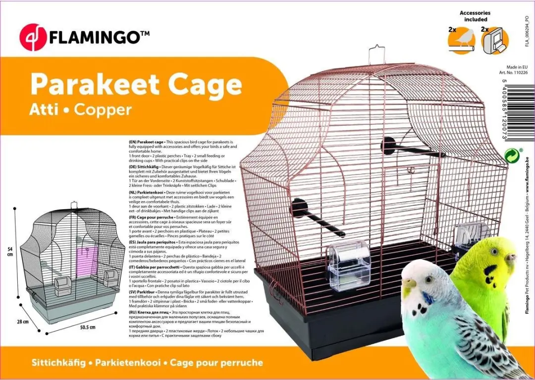 Flamingo Atti Vogelkooi - Zwart/Koper - 50.5x28x54cm