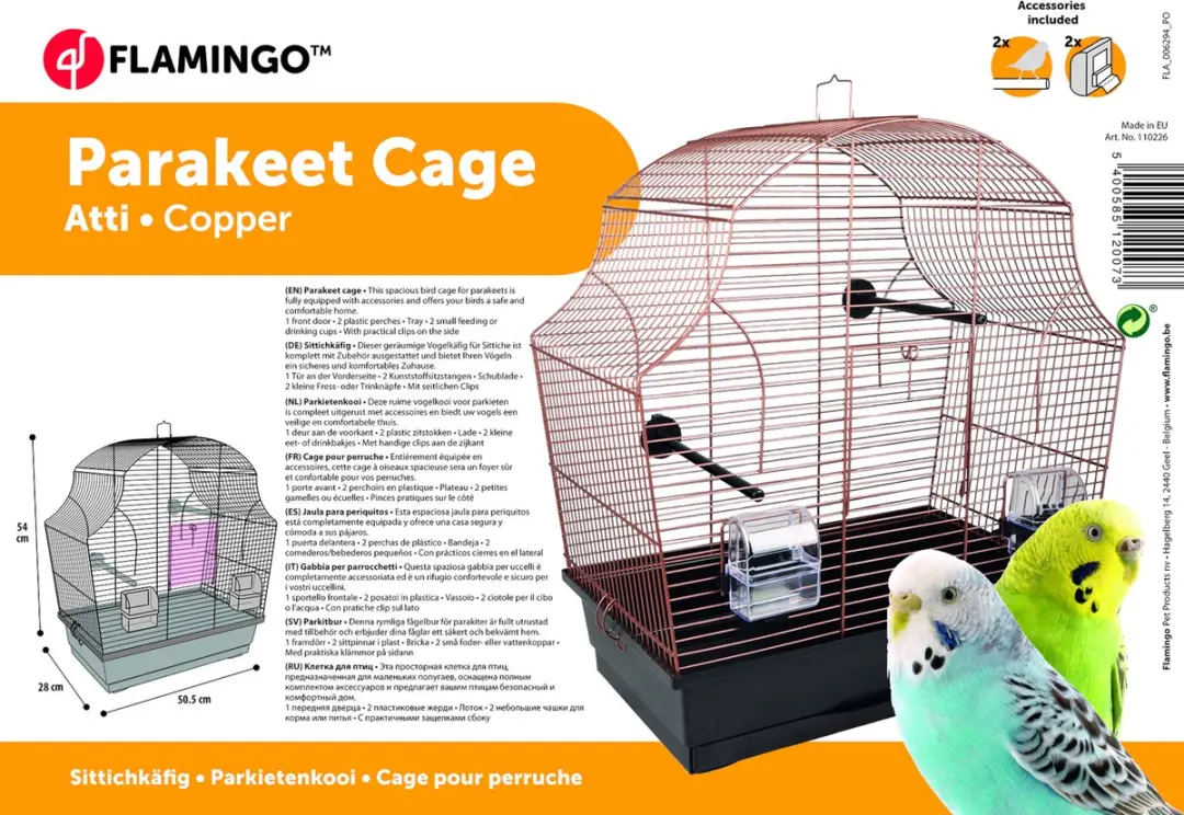 Flamingo Atti Vogelkooi - Zwart/Koper - 50.5x28x54cm