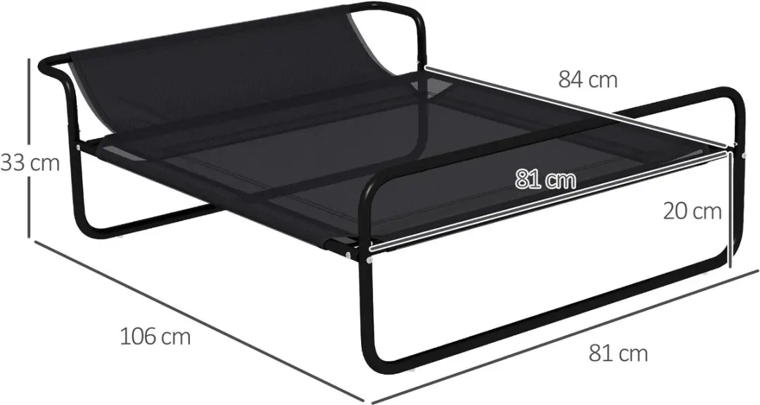 Pawhut Verhoogd Hondenbed 106x81x33cm - Zwart