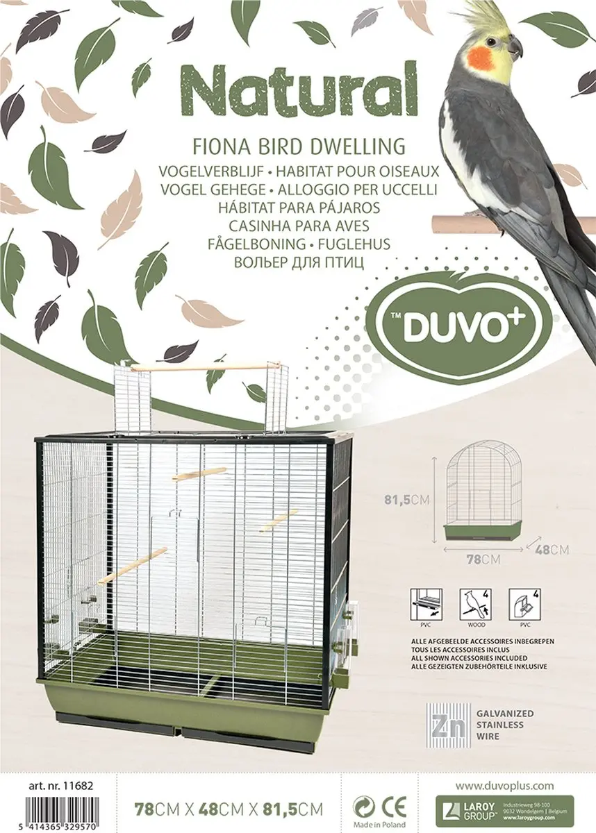 Duvo+ Vogelkooi Fiona - Olijfgroen - 78x48x81,5cm