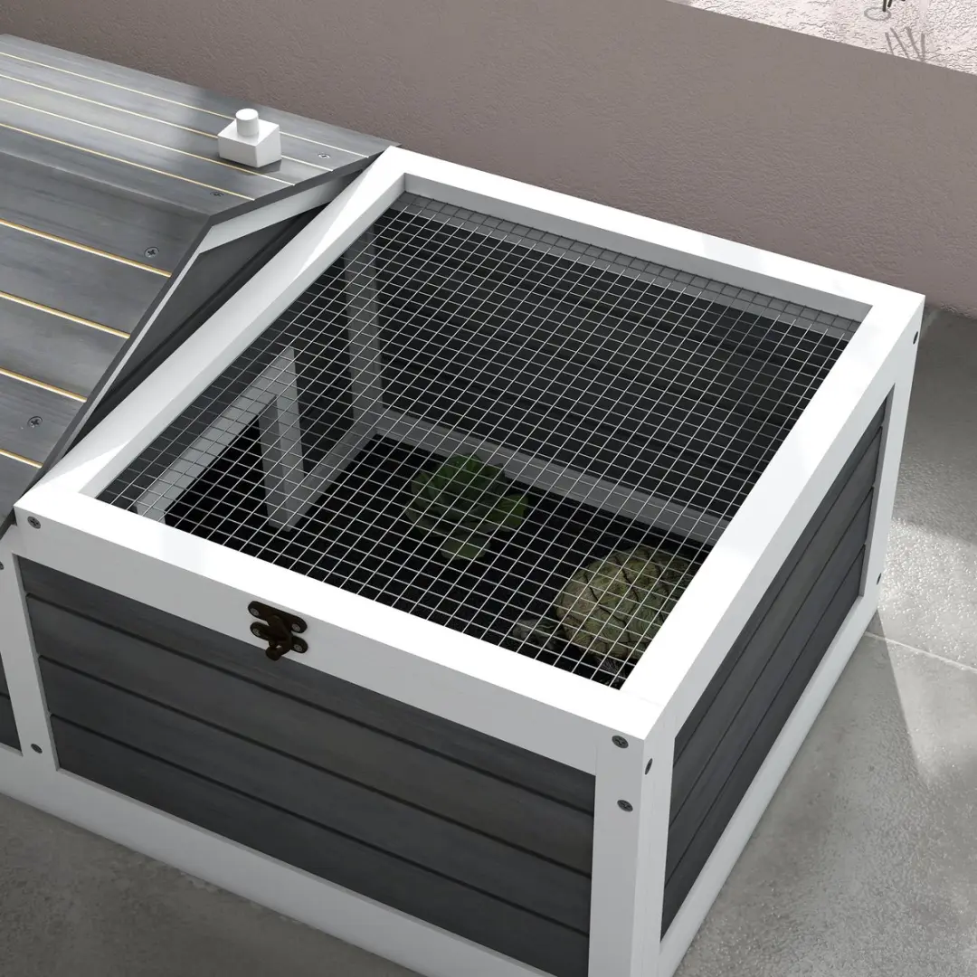 Pawhut Schildpaddenhuis Vurenhout 86x54x43cm - Donkergrijs