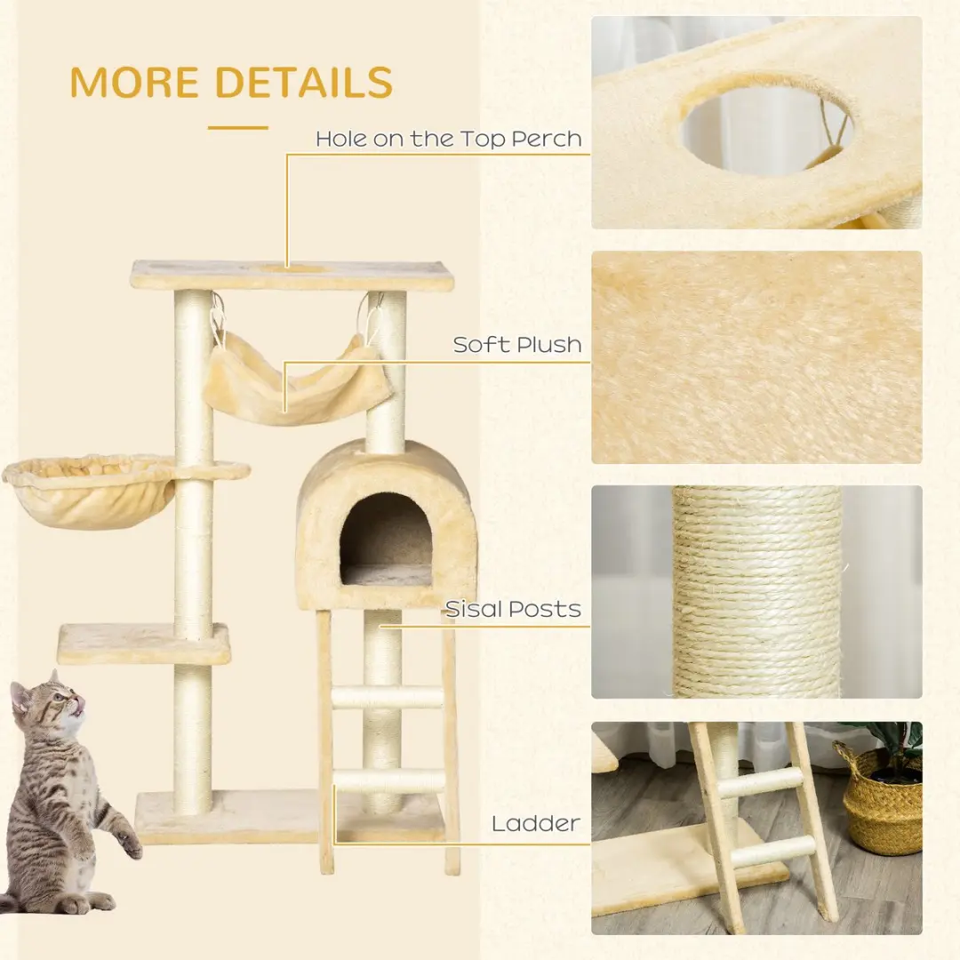 Pawhut Kattenboom 54x29,5x98cm - Beige