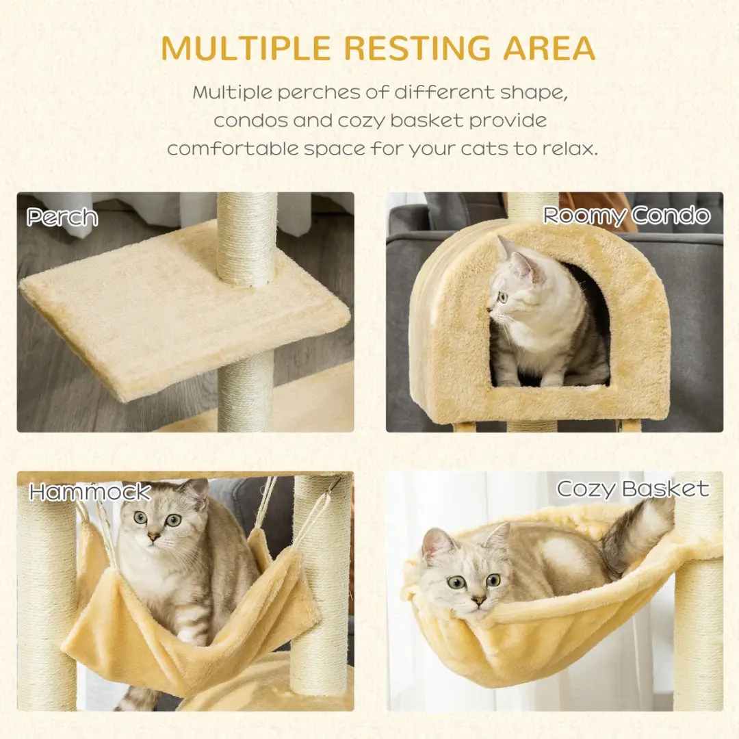 Pawhut Kattenboom 54x29,5x98cm - Beige