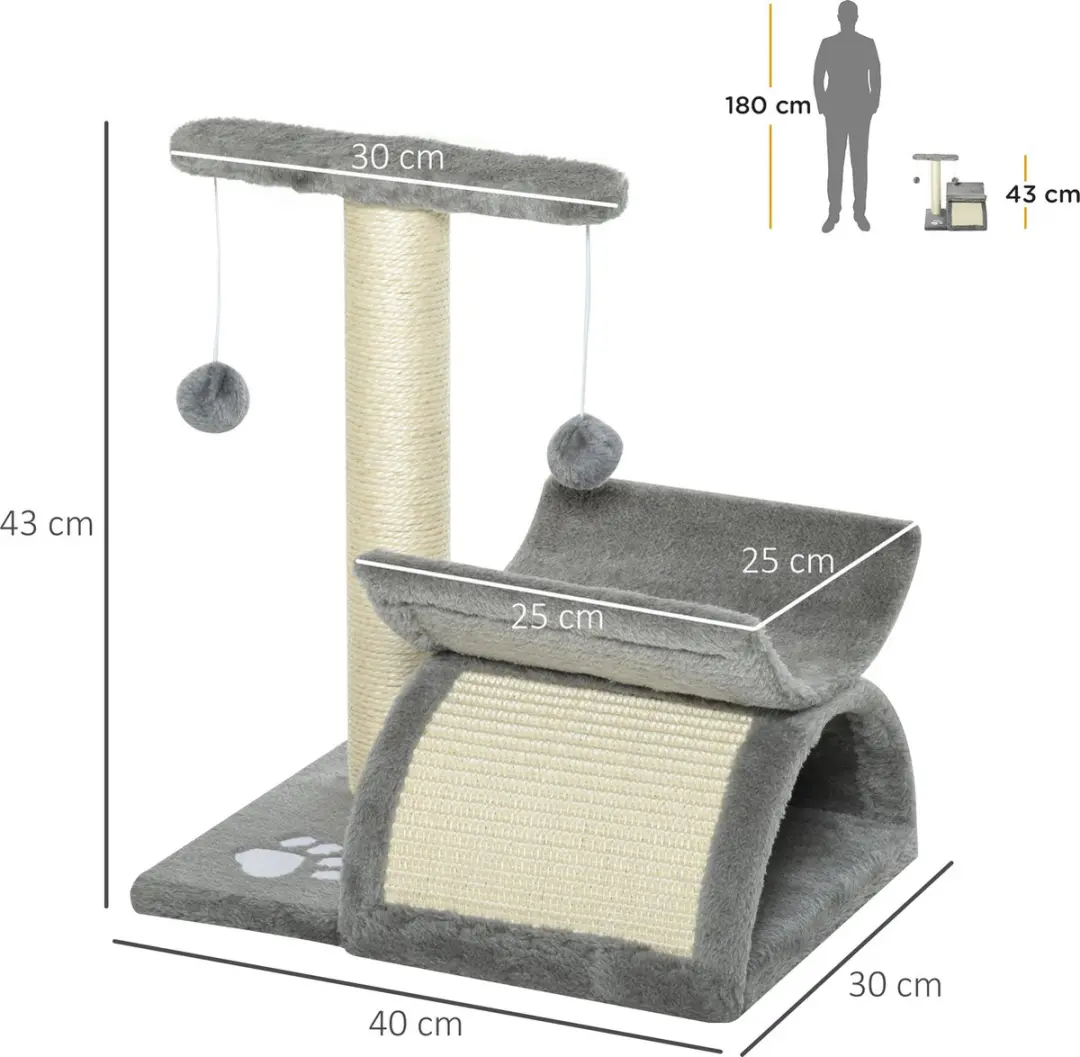 Pawhut Kattenboom D30-189-1 - 3 Ligplekken - Bruin