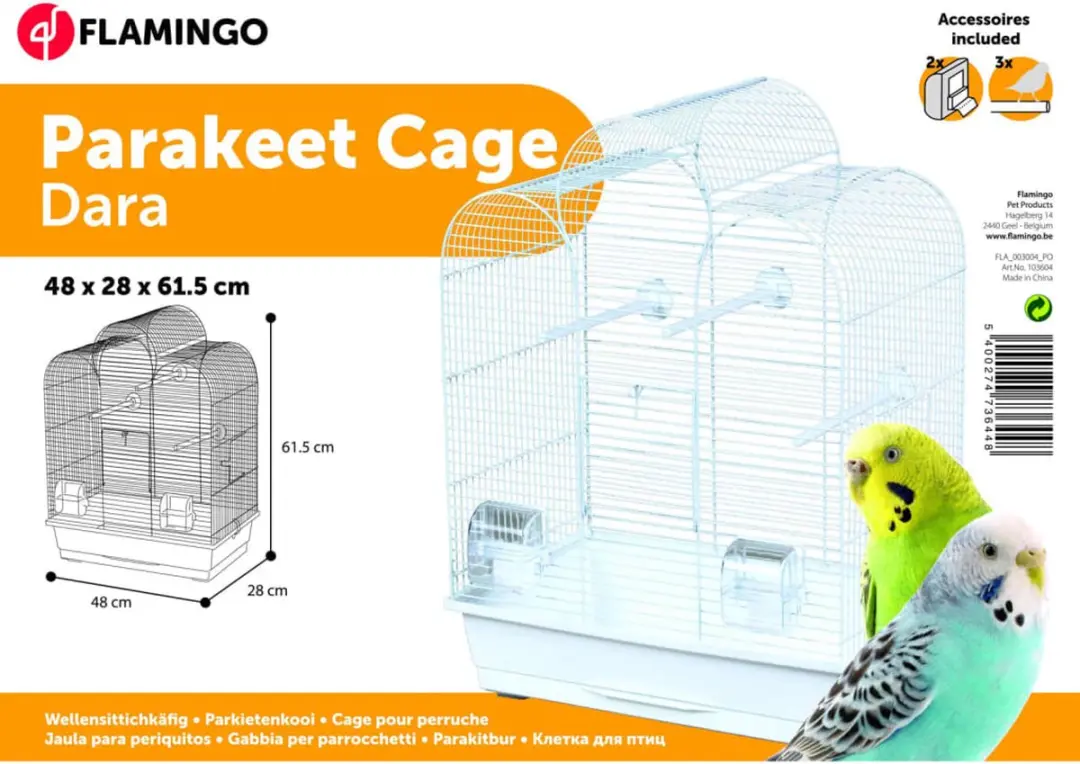 Flamingo Dara Vogelkooi - Wit 48x28x61,5cm