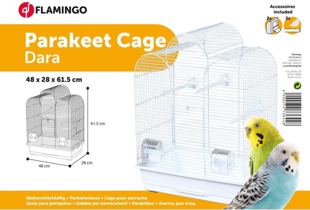 Flamingo Dara Vogelkooi - Wit 48x28x61,5cm