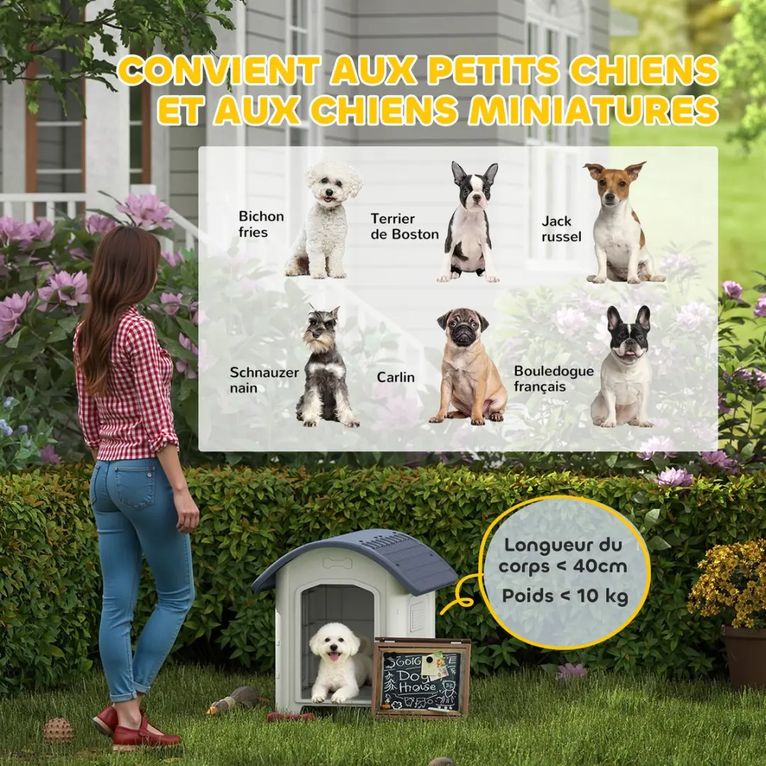Pawhut Hondenhok PP 71x60x63cm - Donkergrijs