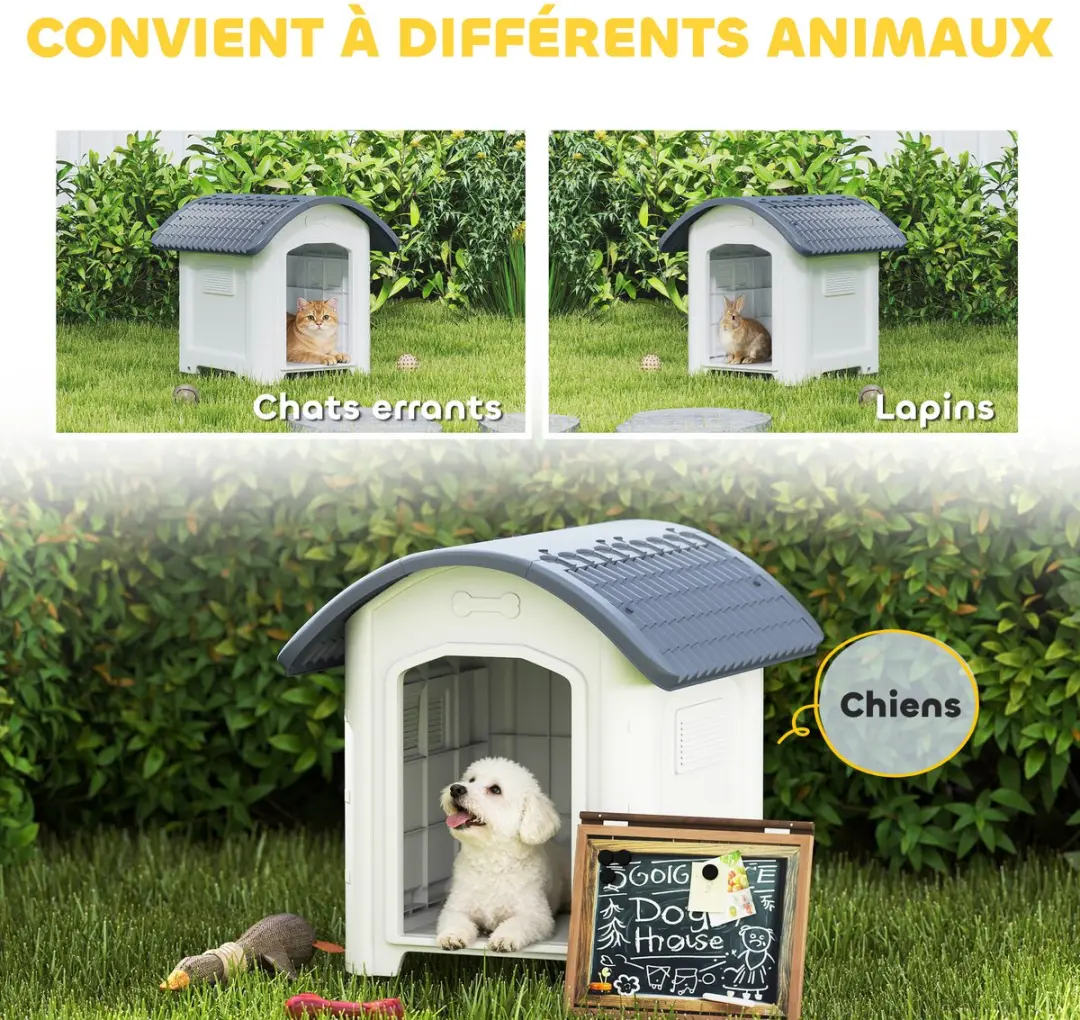 Pawhut Hondenhok PP 71x60x63cm - Donkergrijs