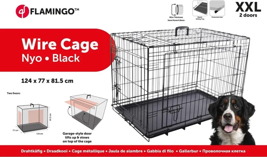 Flamingo Nyo Hondenbench XXL - 124x77x81,5cm - Zwart