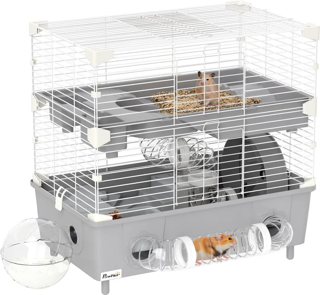 Pawhut Hamsterkooi Grijs